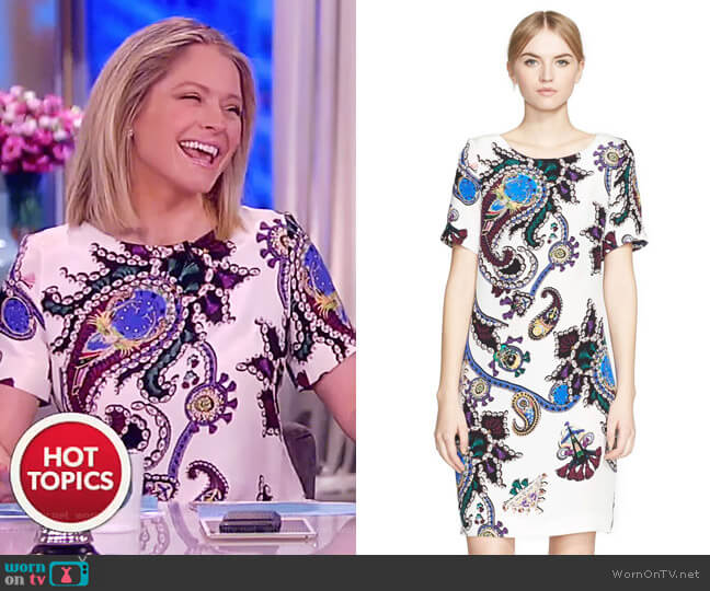 Cameron Print Silk Crepe Dress by Mary Katrantzou worn by Sara Haines on The View