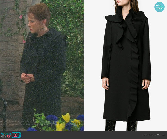 Ruffled Double-Breasted Coat by MSGM worn by Vivian Alamain (Louise Sorel) on Days of our Lives