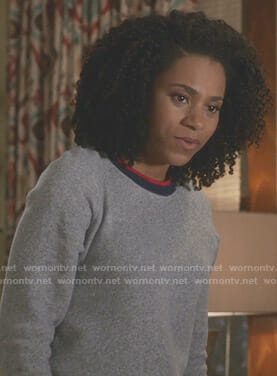 Maggie's grey striped sweatshirt on Grey's Anatomy