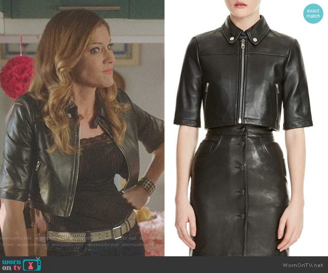 WornOnTV: Charlotte's black cropped leather jacket on Lucifer | Tricia  Helfer | Clothes and Wardrobe from TV