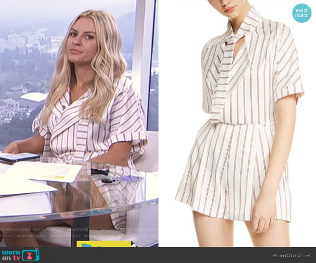 Imaly Stripe Romper by Maje worn by Morgan Stewart on E! News