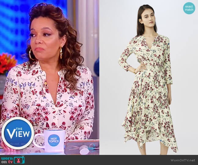 Printed Crepe Asymmetric Dress by Maje worn by Sunny Hostin on The View