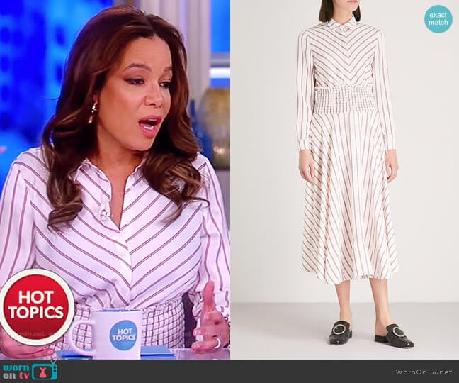 Smocked waist midi dress by Maje worn by Sunny Hostin on The View