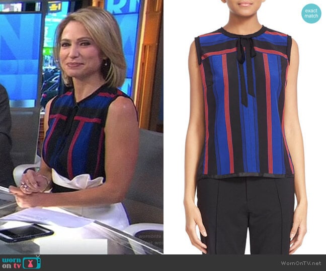 Stripe Silk Tank by Marc Jacobs worn by Amy Robach on Good Morning America