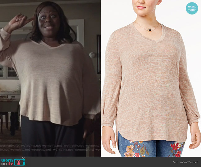 Trendy Plus Size High-Low Top by Melissa McCarthy Seven7 worn by Ruby Hill (Retta) on Good Girls