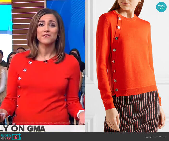 WornOnTV: Paula’s red button embellished top on Good Morning America ...