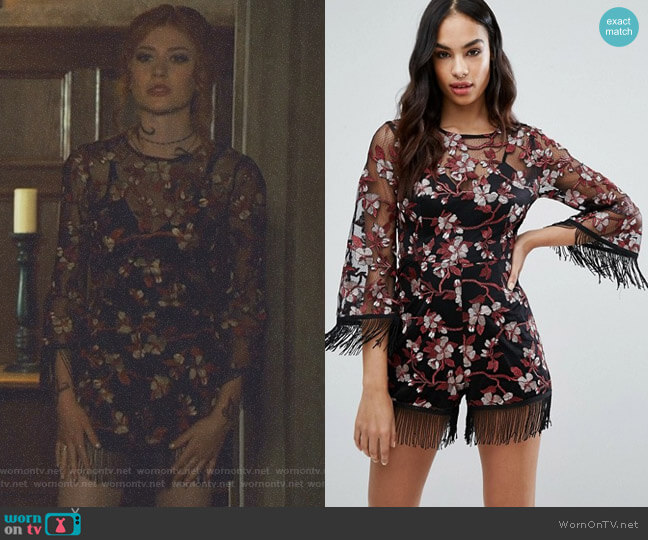 Premium Embroidered Romper by Missguided worn by Clary Fray (Katherine McNamara) on Shadowhunters