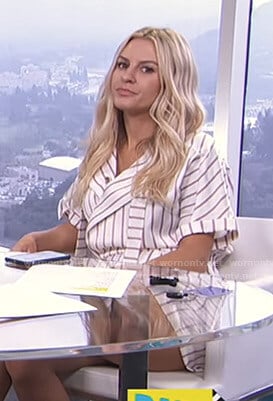 Morgan’s white striped romper on E! News Daily Pop