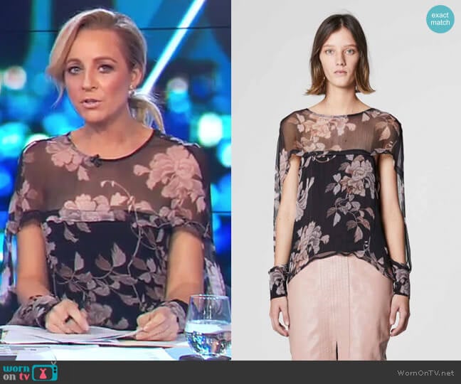 Jagger Cape Sleeve Top in Bohem Floral by Once Was worn by Carrie Bickmore on The Project