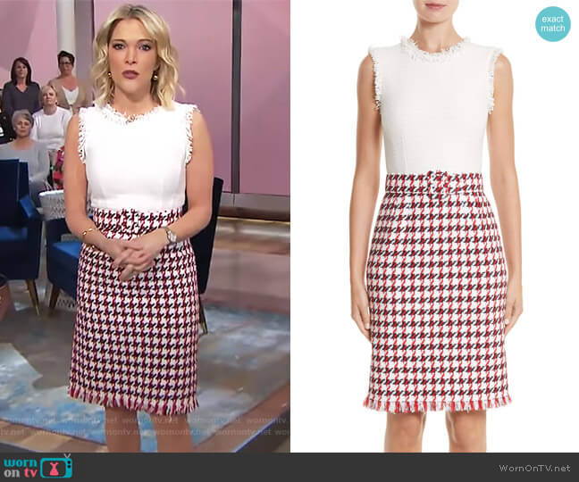 Bicolor Houndstooth Tweed Dress by Oscar De La Renta worn by Megyn Kelly on Today