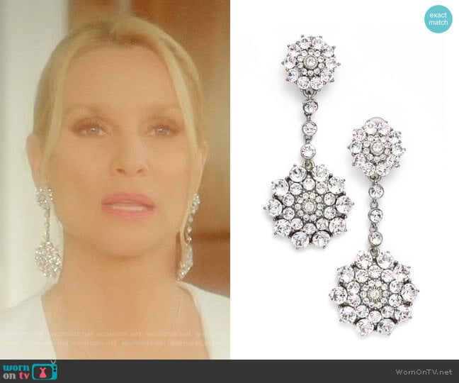 'Classic Jeweled' Swarovski Crystal Drop Earrings by Oscar de la Renta worn by Alexis Carrington (Elaine Hendrix) on Dynasty