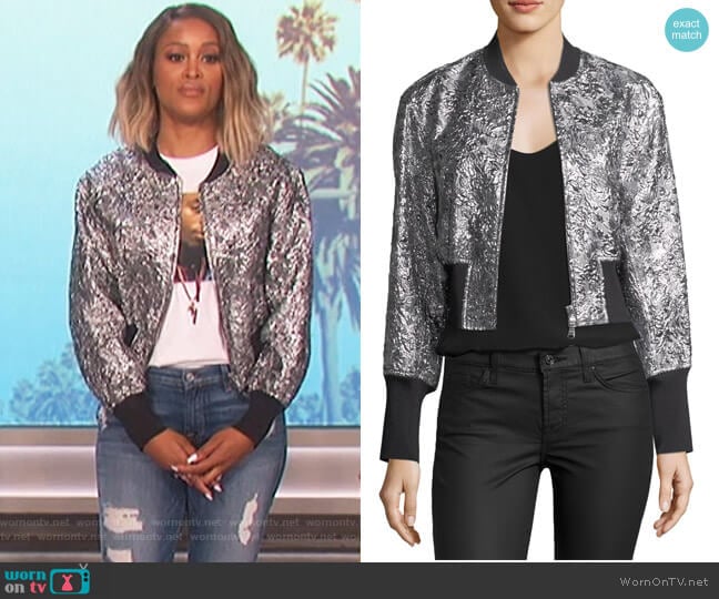 Metallic Floral Burnout Bomber Jacket by Phillip Lim 3.1 worn by Eve on The Talk