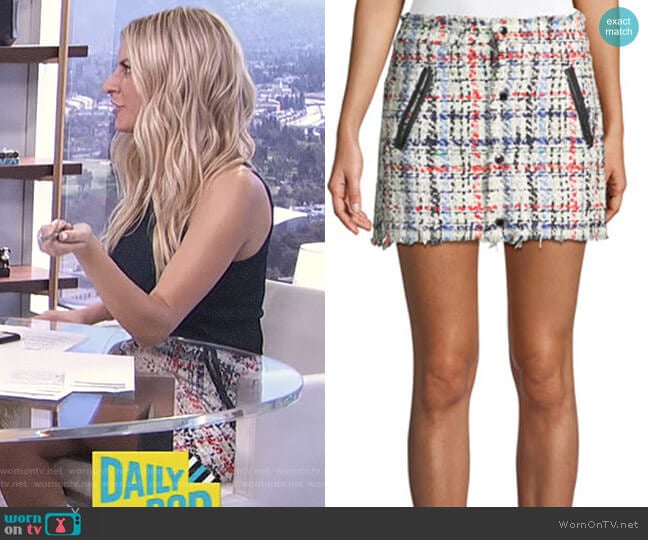 Otis Snap-Front Tweed Mini Skirt by Rag & Bone worn by Morgan Stewart on E! News