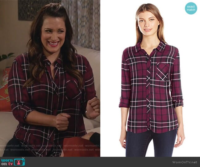 Plaid Hunter Shirt by Rails worn by Colleen Brandon-Ortega (Angelique Cabral) on Life in Pieces