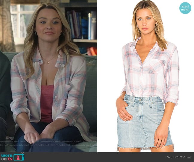 Rails Hunter Shirt in White / Peony worn by Clementine Hughes (Hunter King) on Life in Pieces