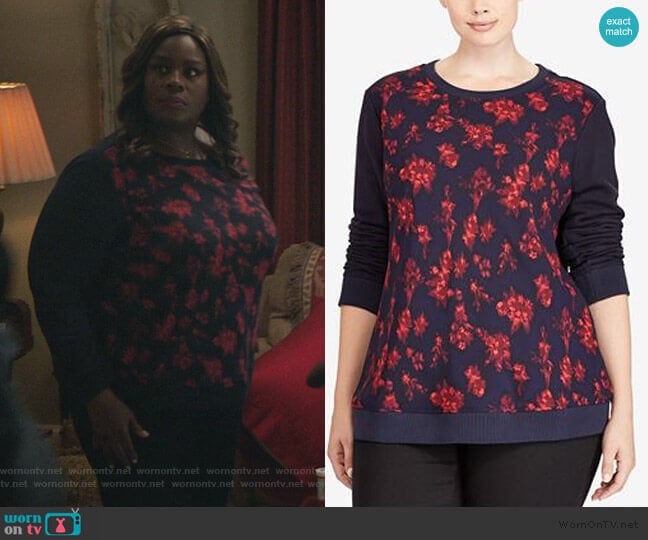 Plus Size Floral-Print Sweatshirt by Ralph Lauren worn by Ruby Hill (Retta) on Good Girls