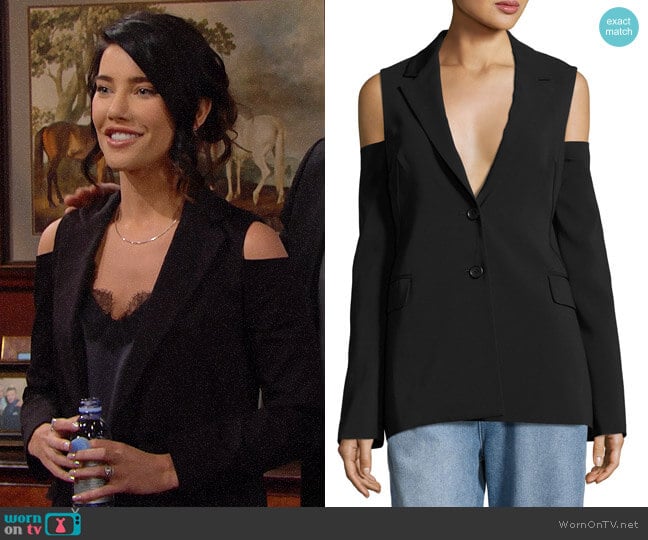 Robert Rodriguez Cold-Shoulder Two-Button Blazer  worn by Steffy Forrester (Jacqueline MacInnes Wood) on The Bold and the Beautiful