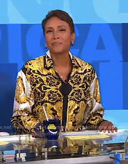 Robin’s black and yellow printed shirt on Good Morning America