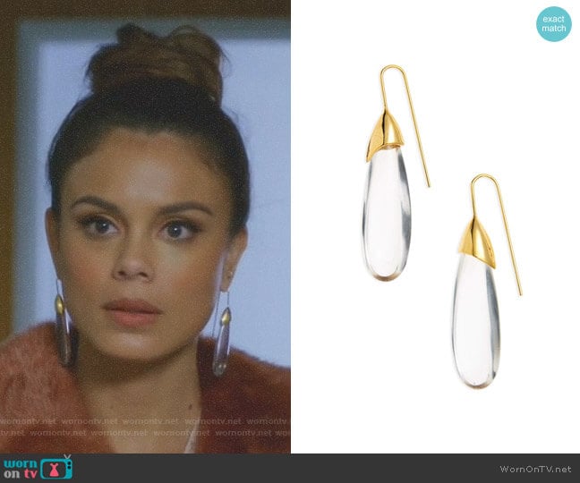 Rock of Ages Drop Earrings by Lizzie Fortunato worn by Cristal Flores (Nathalie Kelley) on Dynasty