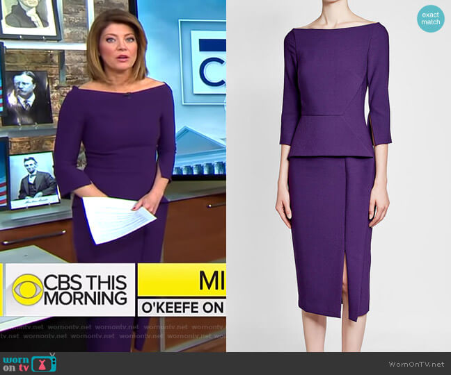 'Ardingly' Dress by Roland Mouret worn by Norah O'Donnell  on CBS Mornings