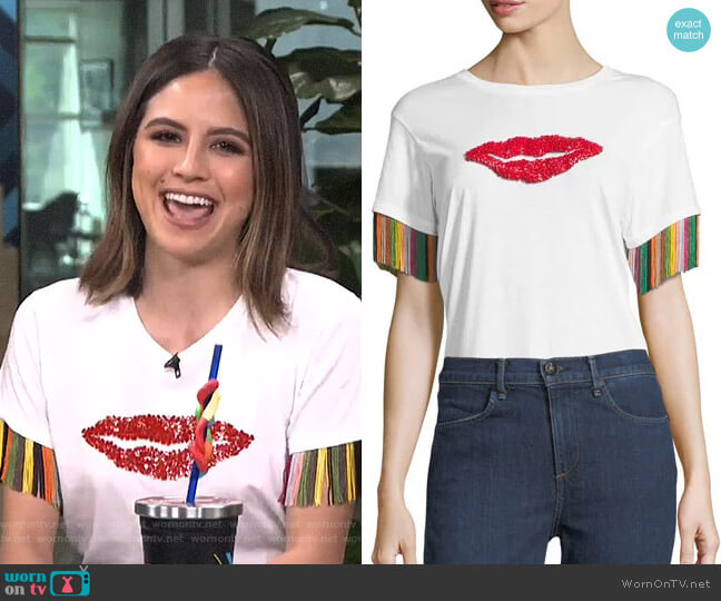 Tassel-Sleeve Lips Tee by Sachin & Babi worn by Erin Lim on E! News