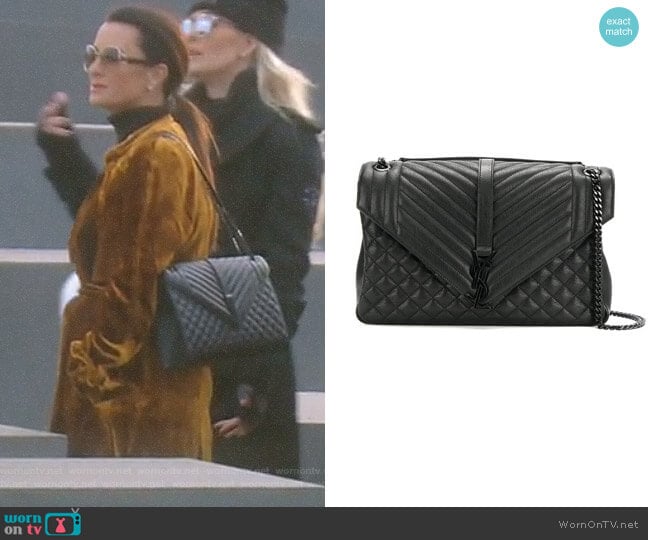 Classic Large Soft Envelope Bag by Saint Laurent worn by Kyle Richards on The Real Housewives of Beverly Hills