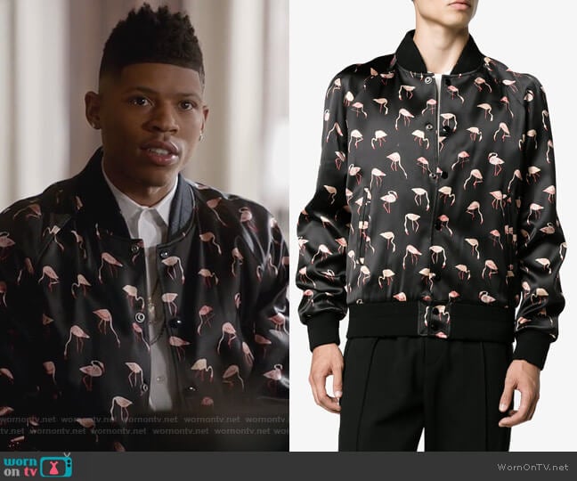 Flamingo Print Bomber Jacket by Saint Laurent worn by Hakeem Lyon (Bryshere Y. Gray) on Empire