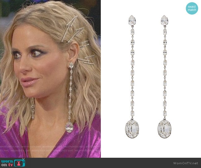 Smoking Crystal Chain Earrings by Saint Laurent worn by Dorit Kemsley on The Real Housewives of Beverly Hills