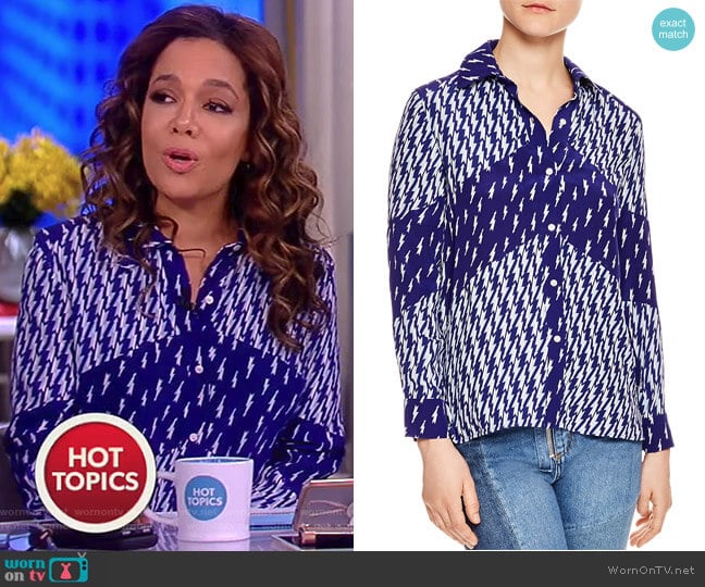 Cinie Lightning Bolt Print Shirt by Sandro worn by Sunny Hostin on The View