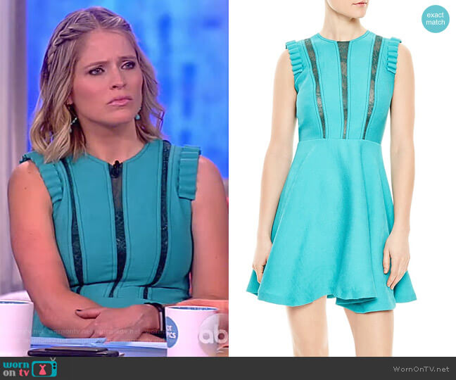 Enrika Lace-Inset Mini Dress by Sandro worn by Sara Haines  on The View