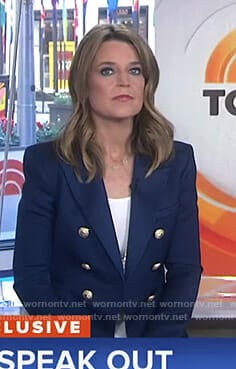 Savannah’s blue blazer with gold buttons on Today