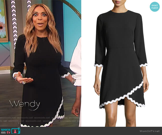 Sutter 3/4 Sleeves Faux-Wrap Scalloped Dress by Shoshanna worn by Wendy Williams on The Wendy Williams Show