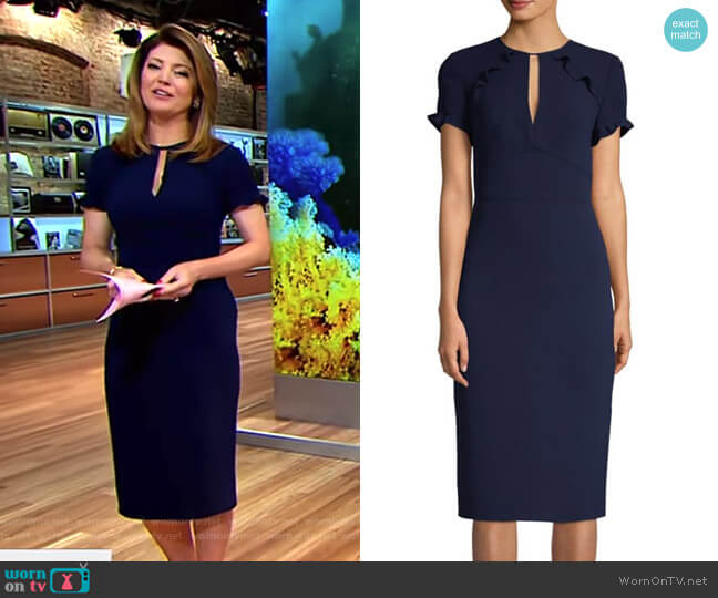 WornOnTV: Norah’s navy keyhole dress with ruffled short sleeves on CBS ...