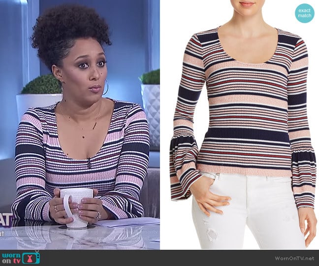 Striped Bell Sleeve Top by Splendid worn by Tamera Mowry on The Real