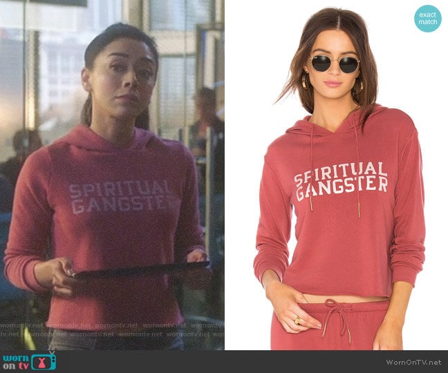 Varsity Crop Hoodie by Spiritual Gangster worn by Ella Lopez (Aimee Garcia) on Lucifer