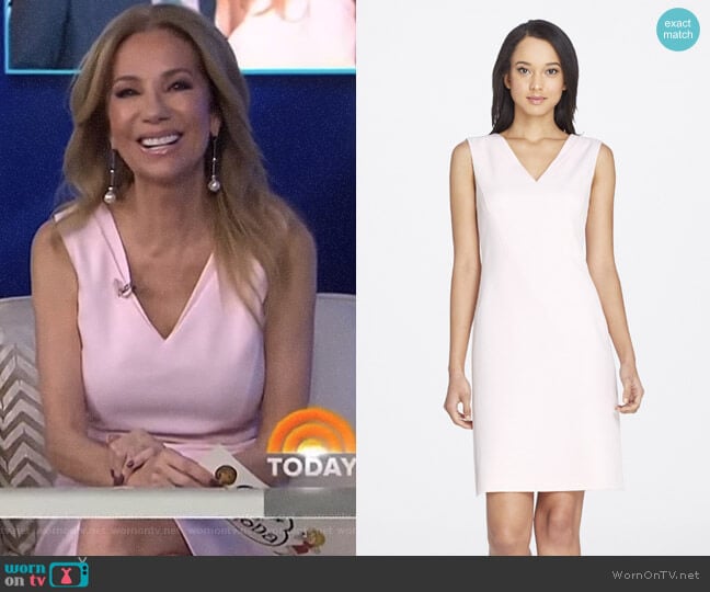 V-Neck Stretch Twill Sheath by Tahari ASL worn by Kathie Lee Gifford on Today