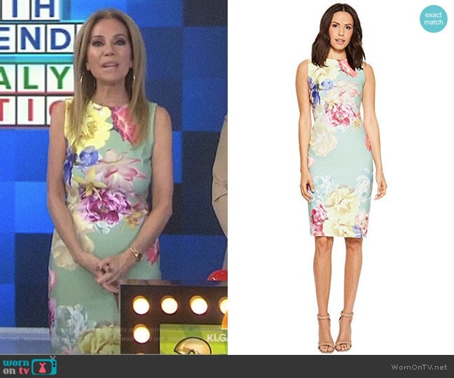 Scuba Crepe Floral Sheath Dress by Tahari ASL worn by Kathie Lee Gifford on Today