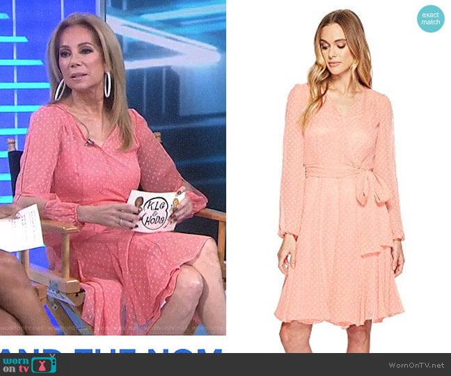 Split-Sleeve Wrap Swiss Dot Dress by Tahari ASL worn by Kathie Lee Gifford on Today