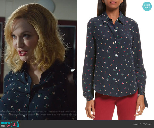 WornOnTV: Beth’s navy floral print blouse on Good Girls | Christina ...