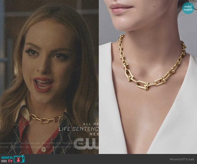 Graduated Link Necklace by Tiffany & Co worn by Fallon Carrington (Elizabeth Gillies) on Dynasty