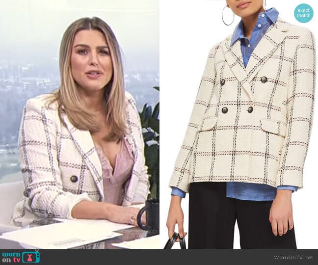 Check Double Breasted Blazer by Topshop worn by Carissa Loethen Culiner on E! News