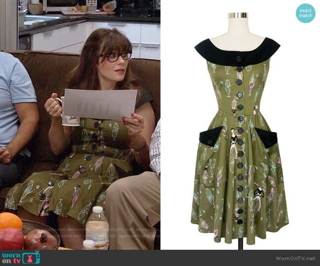 Trashy Diva Marcella Dress in Mime Time worn by Jessica Day (Zooey Deschanel) on New Girl