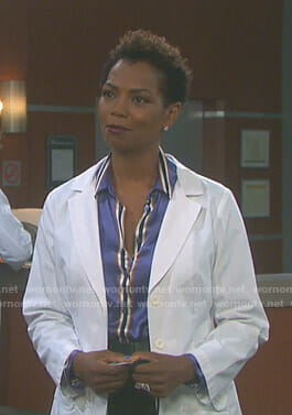 Valerie's purple striped shirt on Days of our Lives