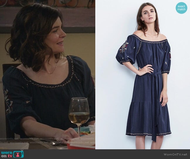 Monae Embroidered Cotton Dress by Velvet by Graham & Spencer worn by Heather Hughes (Betsy Brandt) on Life in Pieces