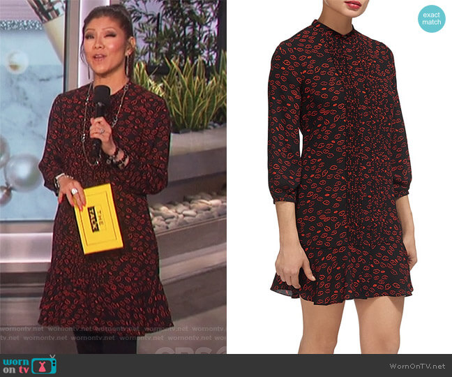 Lilly Lip-Print Dress by Whistles worn by Julie Chen on The Talk