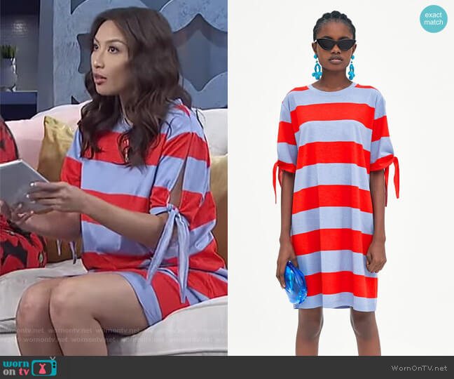 Striped Dress with Knots by Zara worn by Jeannie Mai on The Real