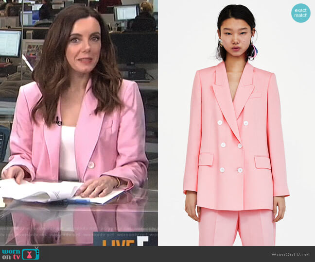 Double-Breasted Blazer by Zara worn by Melanie Bromley on E! News