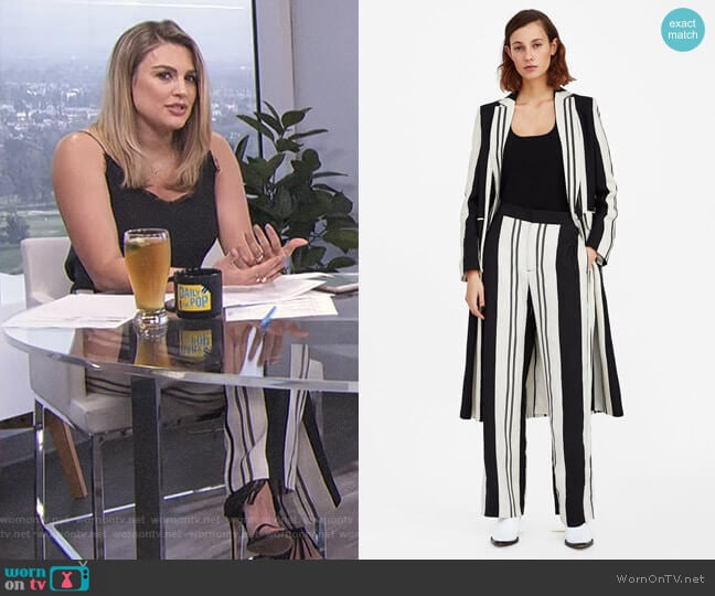 Striped Trousers by Zara worn by Carissa Loethen Culiner on E! News