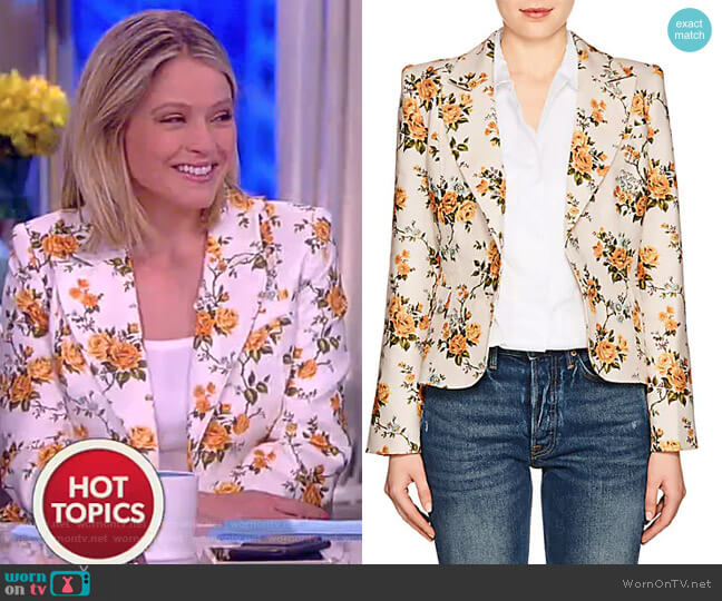 Floral Linen Canvas Single-Button Blazer by Zimmermann worn by Sara Haines on The View