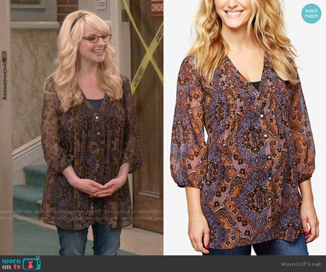 Wornontv Bernadettes Brown Paisley Tunic On The Big Bang Theory 8130